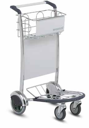 .08 Easy 400 Small but high-quality luggage transport trolley > Compact design > Plastic profiles and castor covers prevent damage to the interior décor > High-quality swivel castors with quiet