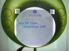 New UV tube: Diplays the lifetime of the UV Lamp.