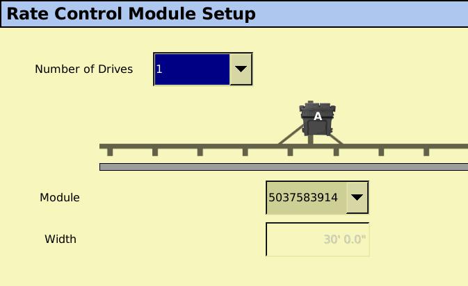 Setup - Rate Control 1. Set Rate Control to On 2. Set Off When Stopped to Yes. 3. Set Total Nozzles to the number of rows or delivery points on your implement. 4.