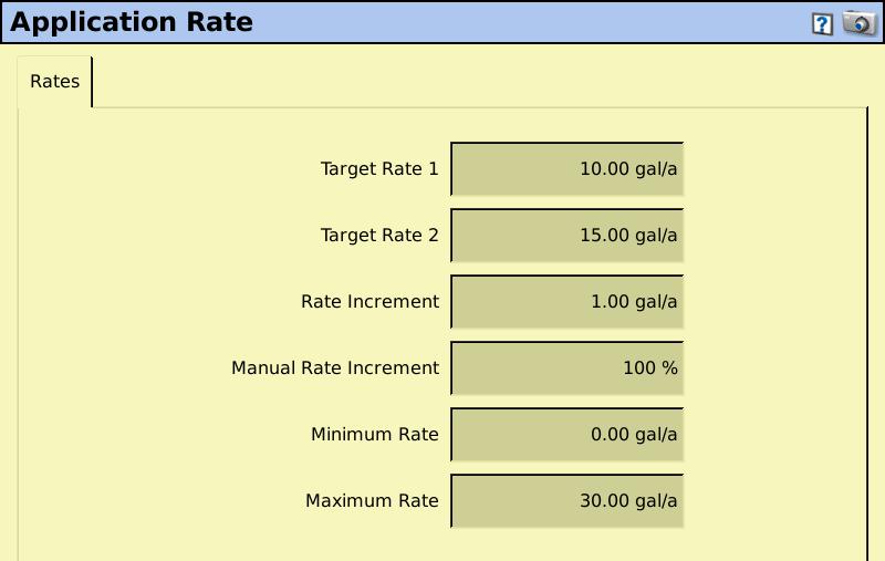 Setup - Material (continued) & Layout Rate setup is where you will set the Field-IQ default application rates. 1.