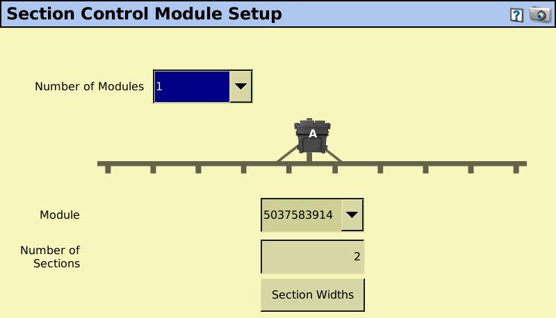 Setup - Section Control Press the Setup button next to Section Control Module Location to take you to the Section Control Module Setup. 1.