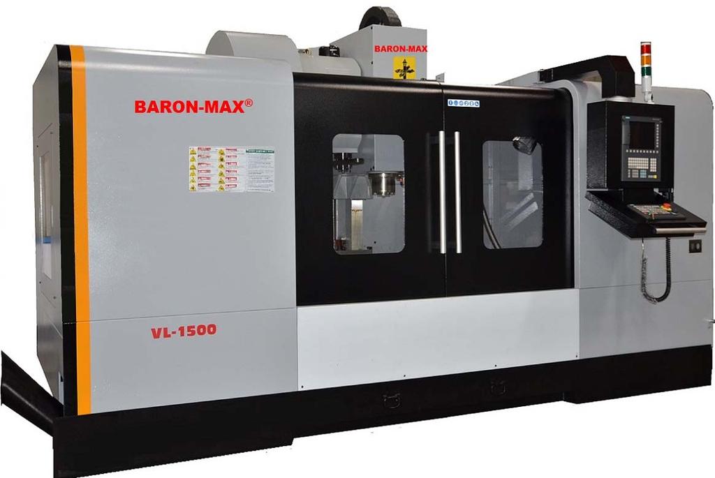 Baron Max VL-1300 / VL-1500 Provides 4 linear guideways in base Boxway in Z axis for excellent dampening characteristics for high accuracy Baron Max VL-1300 X/Y/Z travel 1300 x 750 x 650mm 12/16kW