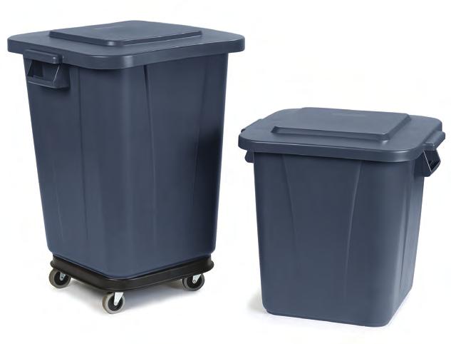 WASTE CONTAINERS (CONT) Square Bronco Waste Containers & Lids Heavy-duty construction with double-reinforced stress ribs; drag skids for durability Comfort Curve handles provide easy handling Helper