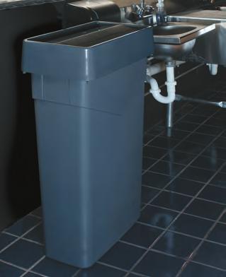 TrimLine Waste Containers Corner tabs help keep trash bags secure Bottom helper handle makes lifting and dumping easier