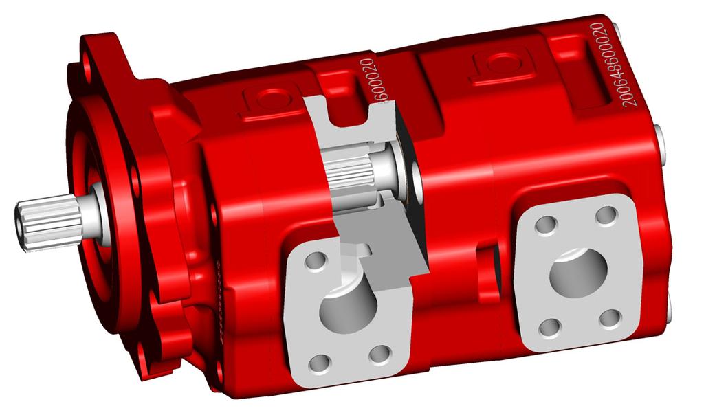4 Multiple gear pumps 4.1 Multiple gear pumps: + standard versions Standard versions means separated inlet/outlet side ports, without shaft seal between pump stages 4.1.1 Drive torque calculation example T max = T1 + T2 <see section 3.