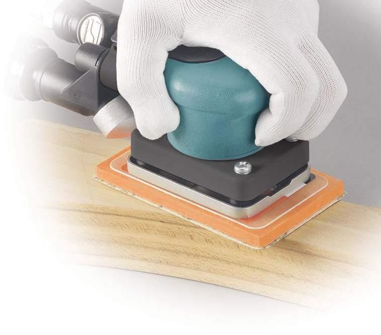 Dynabug II Air-Powered Orbital Finishing Sander Featheredge, Finish, Sand and Blend Precise 3/32" orbital motion is ideal for achieving a controlled, ultra-fine finish on a variety of surfaces.