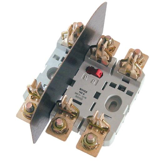 5 IEC and ritish Standard fuses S_ and T_ NH fuse blocks Shroud kits NH fuse bases feature thermoplastic bodies, and IN-Rail and screw