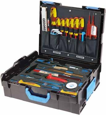 022 023 11-02 TOOL CASE ELECTRICIAN in GEDORE L-BOXX 136, 36 pieces Particularly suitable for electricians Practical assortment for on-site use Check-Tool insert for quick check of completeness