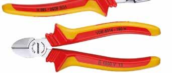 6 mm Handles with VDE insulating sleeves up to 10 V, acc. to EN 609/IEC 609 55, T P io ö 10 V VDE Bent nose telephone pliers No.