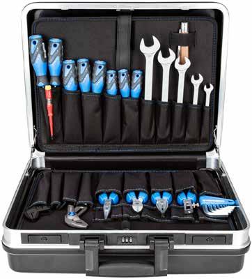 MOBILITY 1041-1 BASIC TOOL SET in case, 74 pieces Basic set for all trades Practical assortment for on-site use Packed in a strong plastic case made from impact-proof ABS Robust aluminium frame