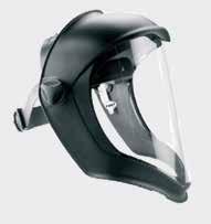 Extended top of head & chin protection & adjustable headband. Dielectric design will not conduct electricity.