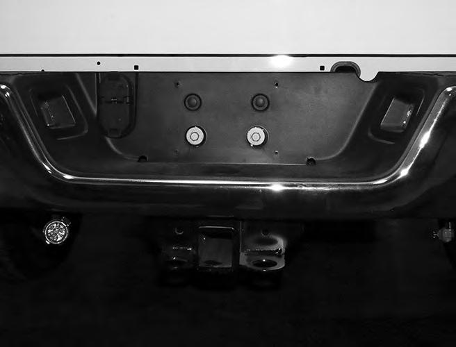Example of factory bumper bracket with (2) hex bolts pictured from behind bumper
