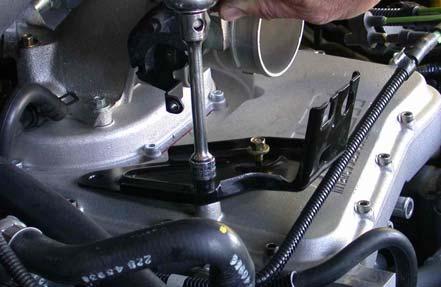 Figure 42b & 42c. 42. Re-install the stock throttle and cruise control cable bracket using stock hardware.