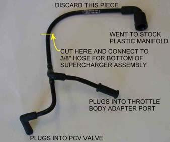 4 Liter equipped vehicles, the PCV hose assembly attaches directly to the back of the plastic intake manifold.