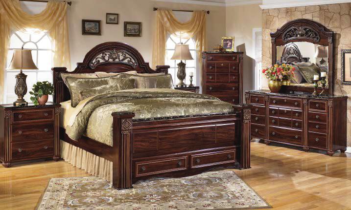 Stand -50-67-64S-98 Queen Bed B399 LADIMIER Queen Mansion Headboard,