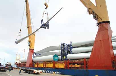 heavy lifting c&a Unloading wind turbine blades at one of its marine facilities Collett has software to help plan tricky road movements the industry to produce larger equipment.