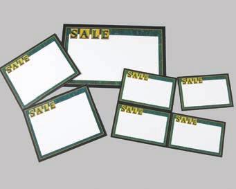 Promo Matte Combo Signs n Versatile price cards with non-fluorescent colors n Three styles:, 1 sign, 2 signs or 4 signs n Compatible with Laser and Ink Jet printers n Printed in 4 color process n