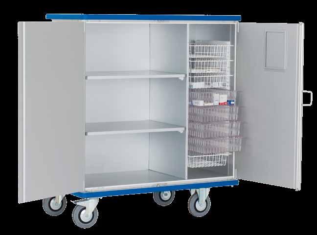 Cupboard trolley with vertical separation wall,