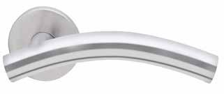 Stainless Steel Lever Handles All supplied with spindle and bolt through fixings HANDLE FLS01 HANDLE FLS03 HANDLE FLS01 Return to door safety pattern lever on rose Lever: 40mm x 19mm dia Sprung rose: