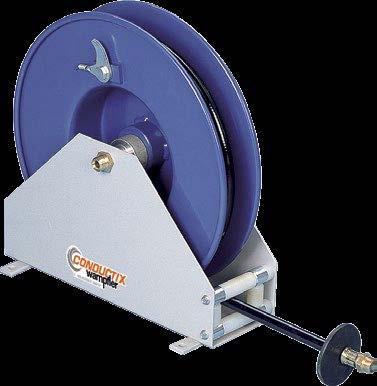 Spring Operated Hose Reels Hose Reel 040460 6 f c e d D a b Open reel: varnished steel Mounting bracket: rigid for wall, ceiling or ground fixing 1 or 2 x per revolution; with external tension