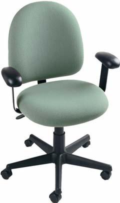 Swivel mechanism Pneumatic height adjustment, seat depth adjustment. High density foam for support and durability. Softly curved seat and back for passive ergonomic support. Fully upholstered backs.