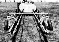 The castor wheels had to be cambered excessively in transport to keep the boom rail level in fi eld position (Figure 17). cleaning with a wrench. Figure 17. Excessive Camber of Castor Wheels.