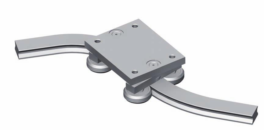 Curviline Technical data Zinc-plated steel slider body Zinc-plated rail Bearing steel roller pins Performance characteristics: Available rail widths: CKR01/CVR01: 16.5 mm (0.