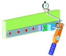 F (3) Position the slider at one rail end, and carefully adjust the rail till the hand of gauge indicates 0.