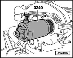 Page 15 of 62 15-14 Cylinder head oil seals, replacing Oil seal for camshaft drive (left and right cylinder heads) - Rotate engine