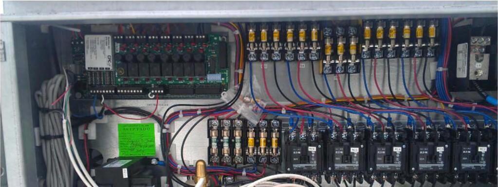 Hussmann Condenser Control Panel Interior View Component Layout MF88 Board Transformer Hussmann Contactors