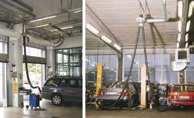 Twin Exhaust Extractor removes exhaust fumes from two vehicles at the same time, or from vehicles with twin exhaust pipes.