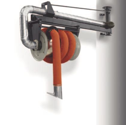 exhaust hose reel typical installation and application High temperature hose with truck stack aluminum cane nozzle.