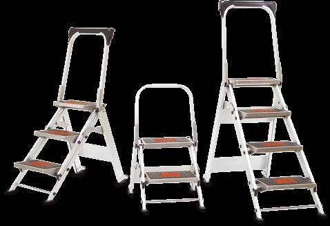 Step Ladders Safety Step Unmatched Comfort and Stability Finish any job in Comfort and Stability with the Safety Steps Tool Tray Moulded for tools and accessories Wide Treads Comfortable stair like