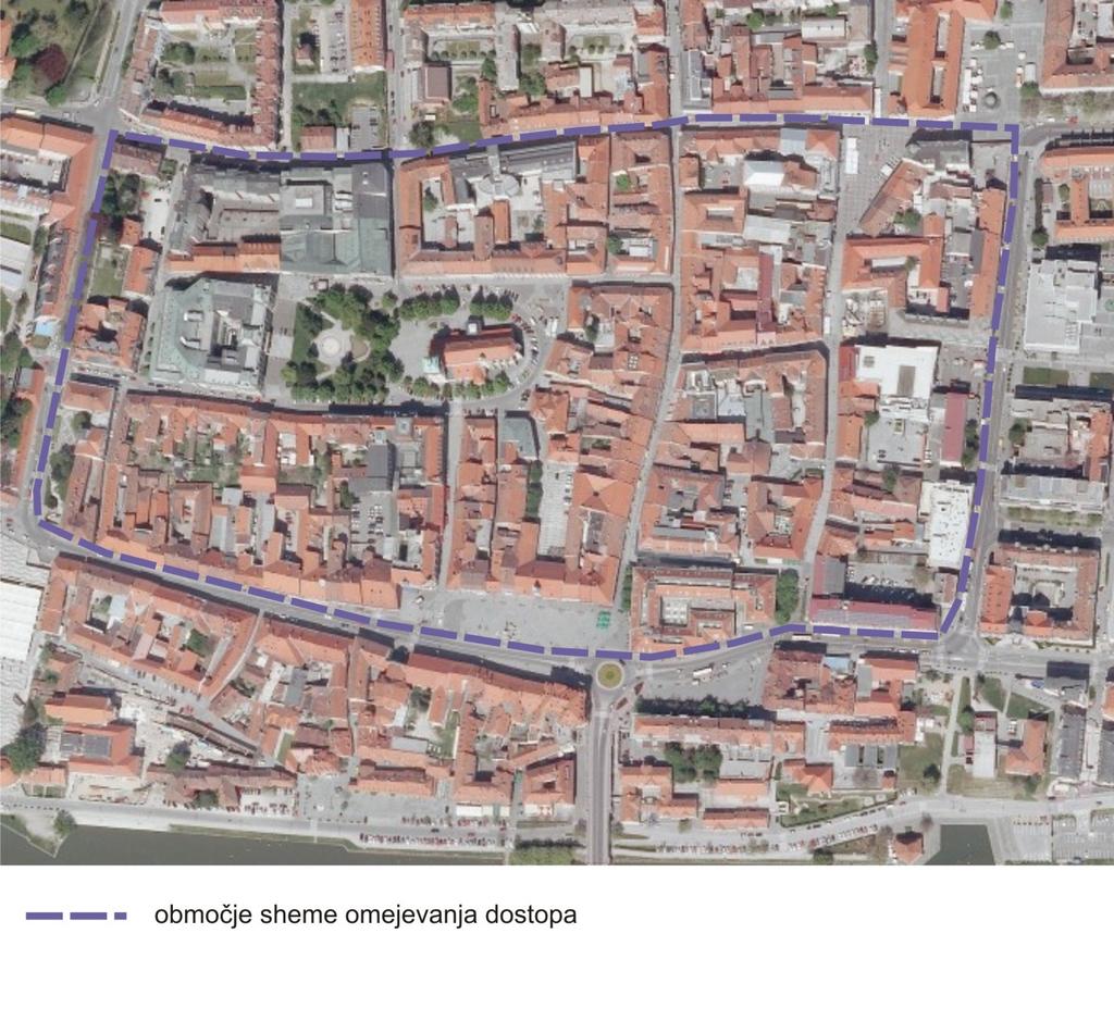 Sheme omejevanja dostopa Stran 27 (Mestna občina Maribor, 2011) opisano vplivno območje po predlagani ureditvi prikazuje naslednja slika.