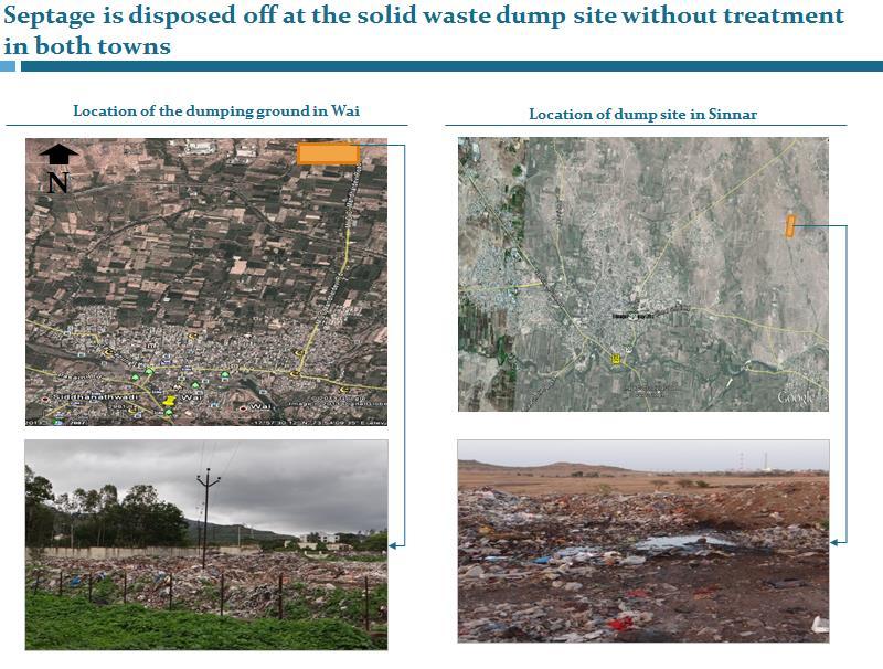 Crude disposal of septage at solid waste dump site
