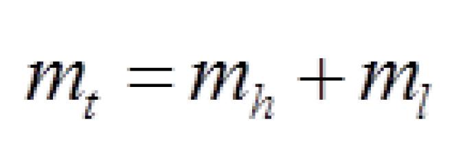 Skupna masa uplinjenega ogljika v posodi se izračuna z enačbo [8]: Ogljik preskusne snovi enačba [8] pri čemer je: m t = skupna masa uplinjenega ogljika (mg), m h in m l sta enaka zgornjim