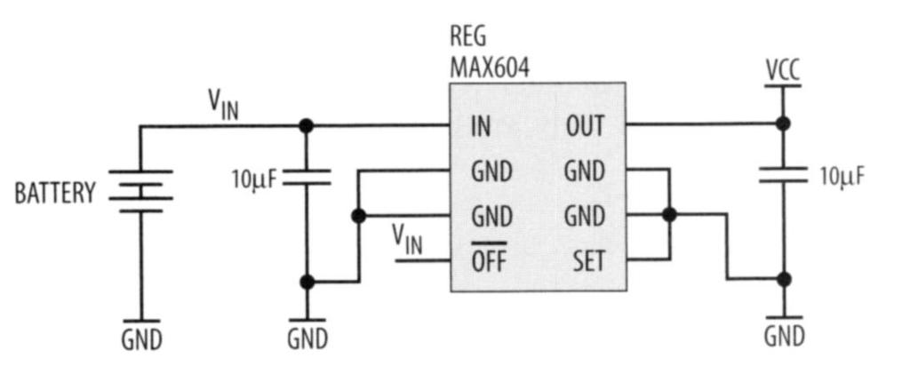 Power Supplies MAX604 Linear Regulator Quiescent current for MAX604 a few