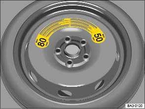 Applicable only in Mexico, the AGCC, and South Korea Compact spare wheel Fig. 183 In the luggage compartment: Compact spare wheel.