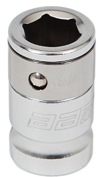 BIT HOLDER 3/8 DR ADAPTOR 3/8 DR ITEM NO. OVERALL LENGTH HEX INSERT WEIGHT AT-02-042 32 mm 10 mm 30 g R 40.52 AT-02-044 30 mm 1/4 30 g R 38.82 Chrome vanadium steel Knurled grip ITEM NO.