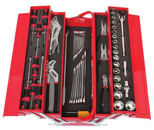 Combinations spanners 1/4 to 1 Screwdrivers Flat: 6 x 38mm. 6 x 100mm. 6 x 150mm. 8 x 200mm PH: 2 x 38mm. 1 x 75mm. 2 x 100mm.