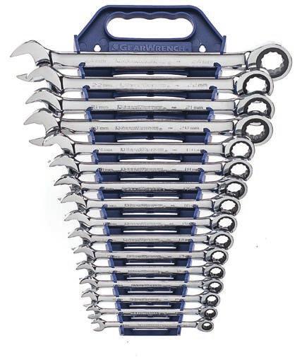 GEARWRENCH COMBINATION RATCHETING WRENCH SET 16 PIECE (METRIC) GEARWRENCH REVERSIBLE COMBINATION RATCH- ETING WRENCH SET 12 PIECE (METRIC) ITEM NO. WEIGHT 9416 2.37 kg R 6 165.