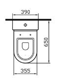 Round compact semi-recessed basin, 55cm Compact close-coupled WC pan (fully back-to-wall) Compact close-coupled cistern