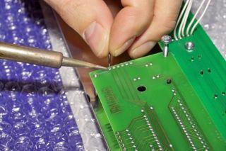 Reverse the board and solder the 11 pins as shown on the right. Important!