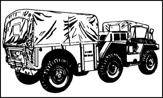 FIGURE 7. M561 CARGO TRUCK. The M561 cargo truck may be used for carrying personnel or cargo. It is also used for carrying communication shelters.