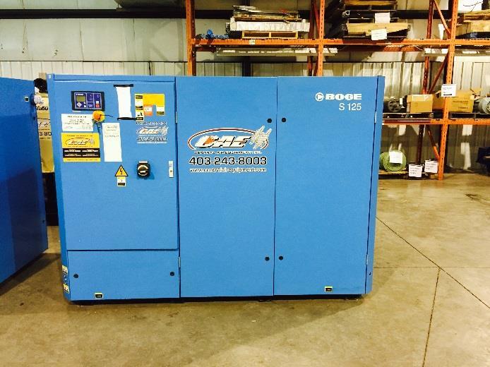 Ref #A10 ONE (1) 125hp Slightly Used Fixed Speed Rotary Screw Compressor BOGE S125-2 565 cfm @ 100 psig Max.