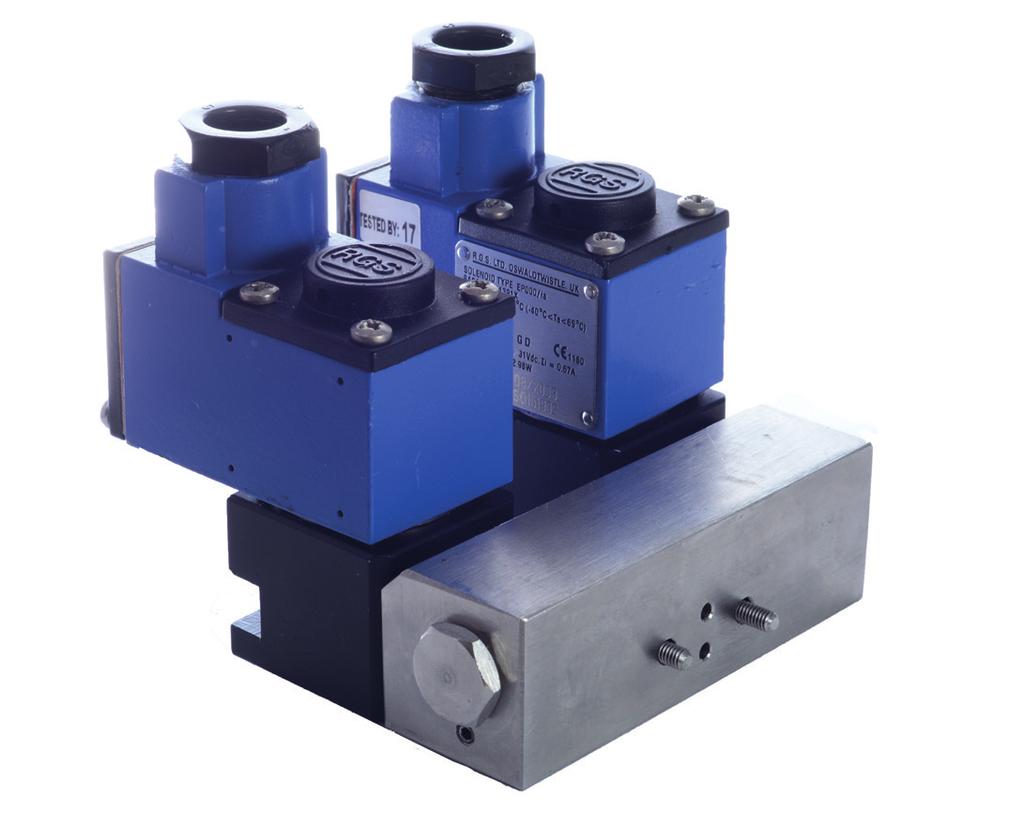 As long as one of the two solenoids are energised the main control valve will be in its operating position, which in turn keeps the actuator/process valve in its operating position.