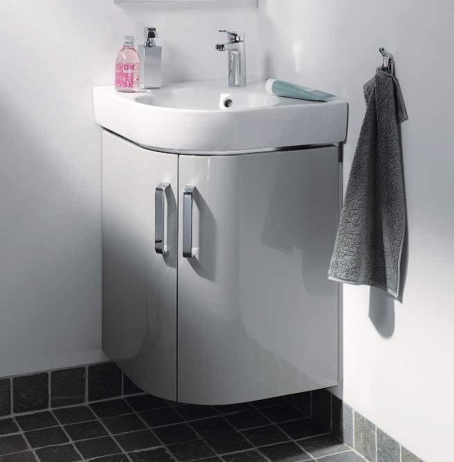 washbasin with X62 basin mixer, right hand shelf, with grey