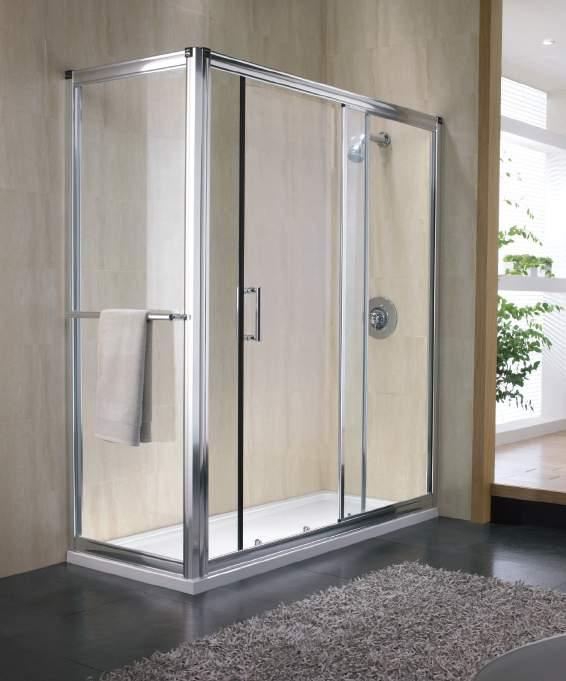 Hydr8 Bow Slider & Side Panel A stylish twist on a standard sliding door offering slightly more showering room, the Hydr8 bow slider can be used in a recess or complemented by a
