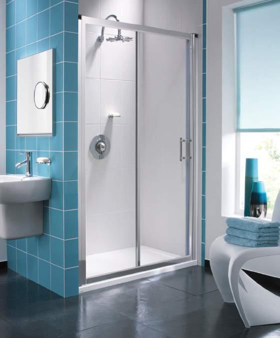 Geo6 Sliding Door The Sliding Door enclosure provides a very generous showering space. It can be used in a recess or, with the addition of a Side Panel it can be positioned in a corner.
