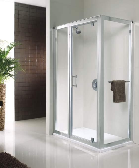 Geo6 Corner Entry Sliding corner access doors provide extra showering space and make the Corner Entry enclosure an excellent alternative to a Quadrant.